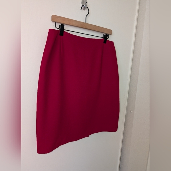 Vintage Dana Buchman Womens 14 Red Midi Skirt 100% Wool Contemporary Office - Picture 2 of 6
